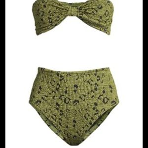 Hunza G - Green Metallic Leopard Bikini